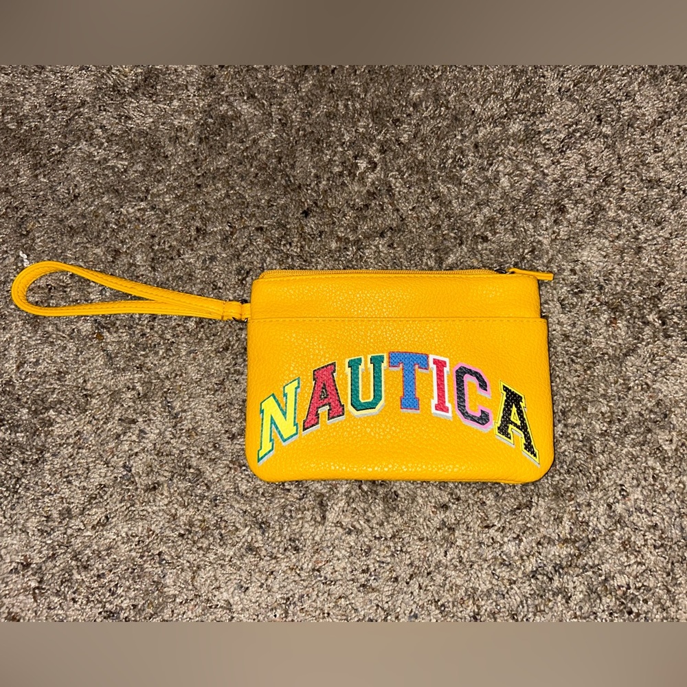 Vintage yellow náutica wristlet/ satchel